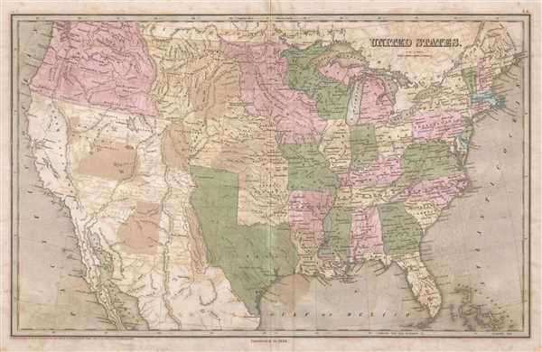 1846 Bradford Map of the United States w/full Texas